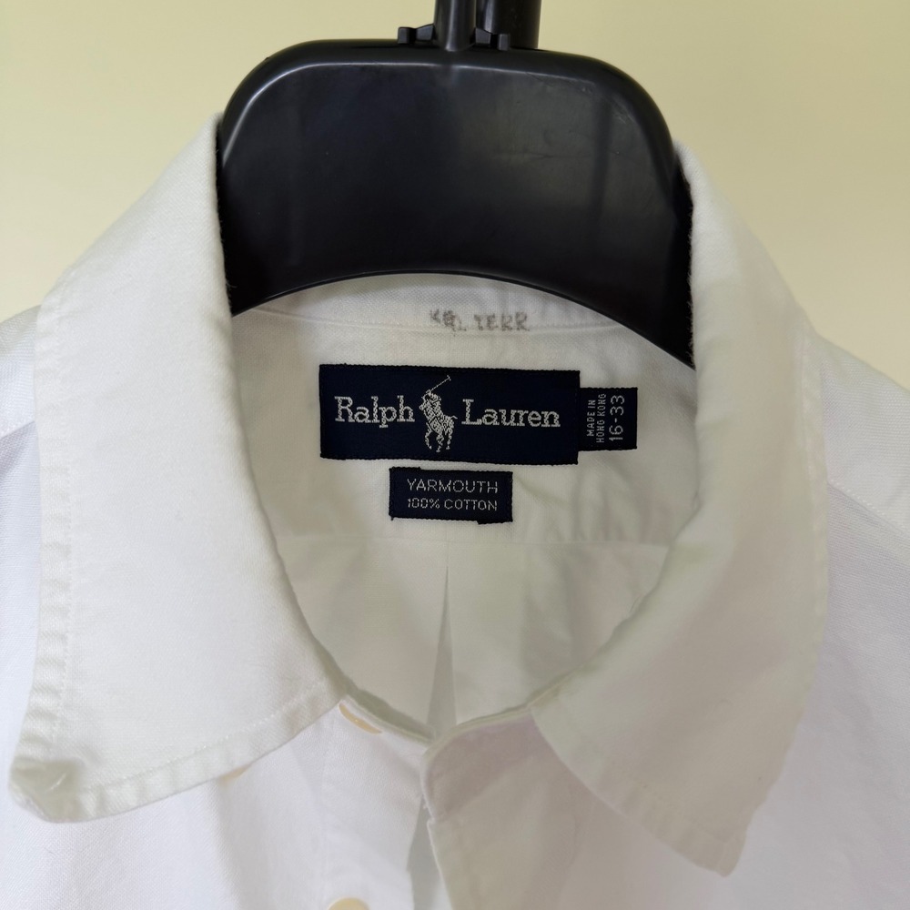 90's Ralph Lauren Yarmouth Button Down Shirt Sz 16 33 Long Sleeve Flesh Pony - Picture 2 of 6